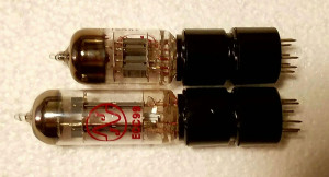 2 Watt Mod Adapter showing size with ECC99 vs size with 5751, 12AT7, 12AU7, 12AV7, (never use 12AX7!)